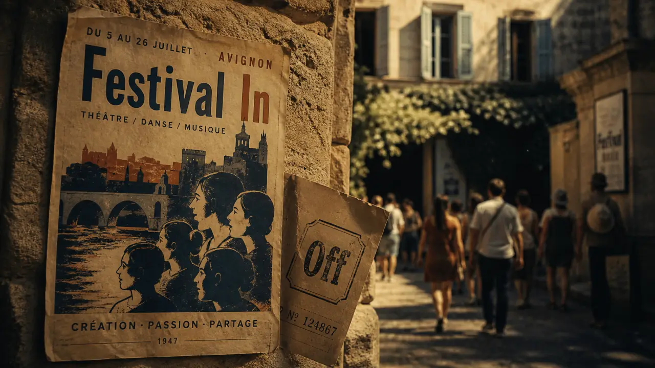 Duree festival Avignon : affiches In et Off à Avignon en juillet