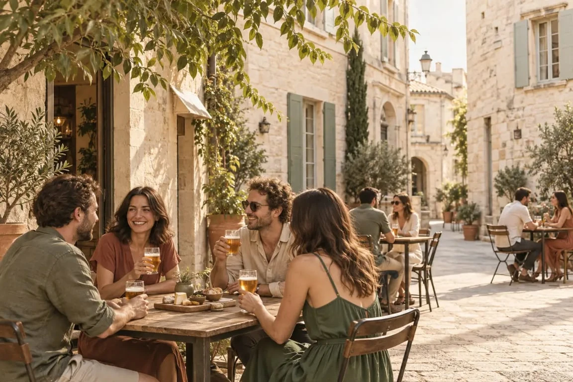 Bar à Avignon avec terrasse et ambiance conviviale en début de soirée