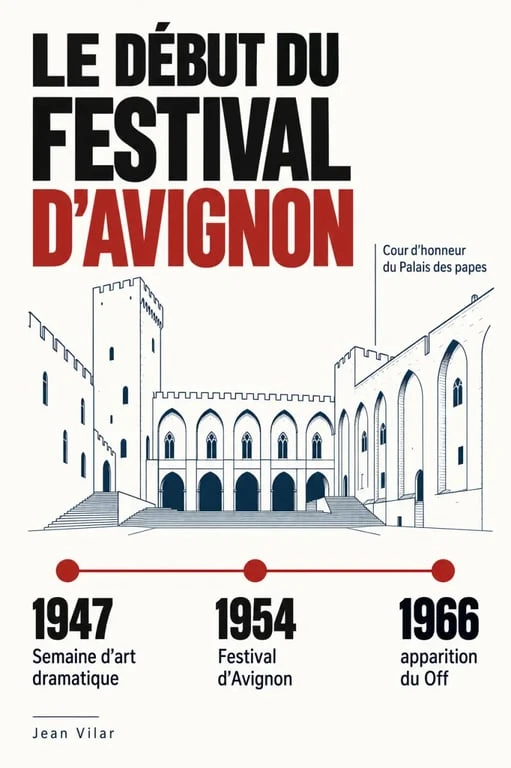Frise historique sur le début du Festival d’Avignon de 1947 à l’apparition du Off