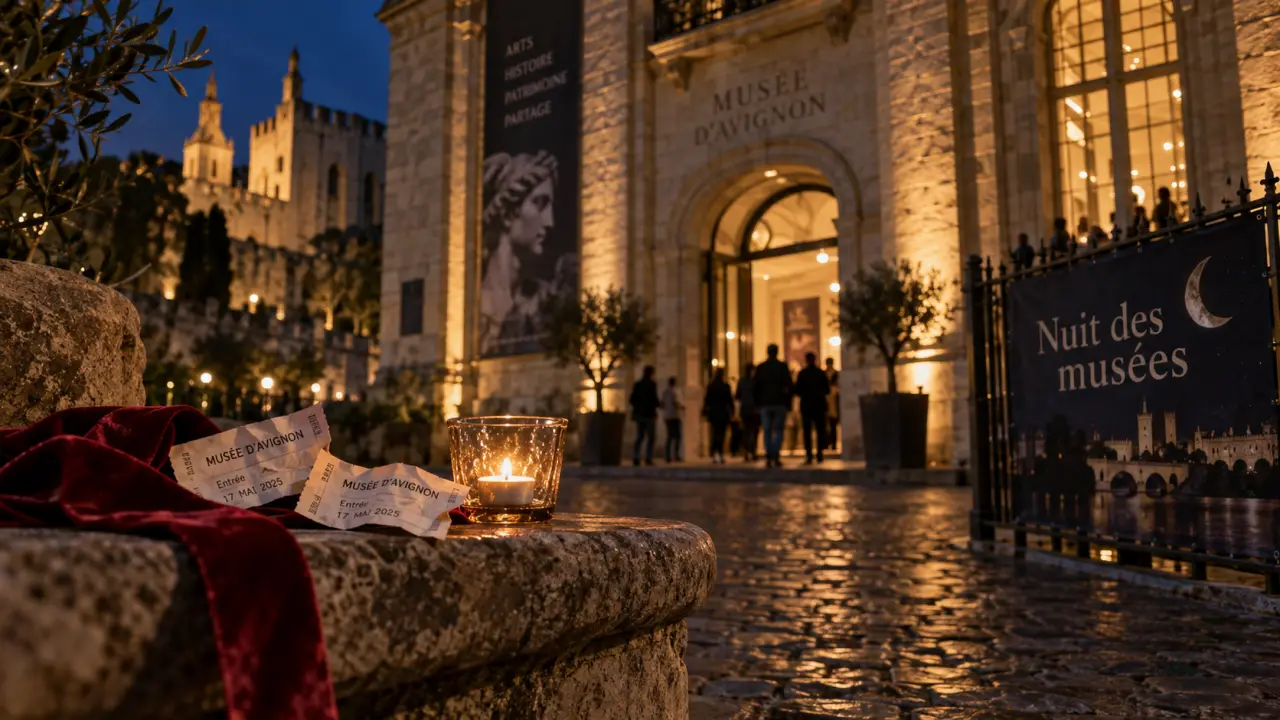 Nuit des musées avignon : façade de musée illuminée la nuit